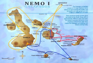 Die von der Nemo I angebotenen Routen. Wir sind auf der gelben Route unterwegs.